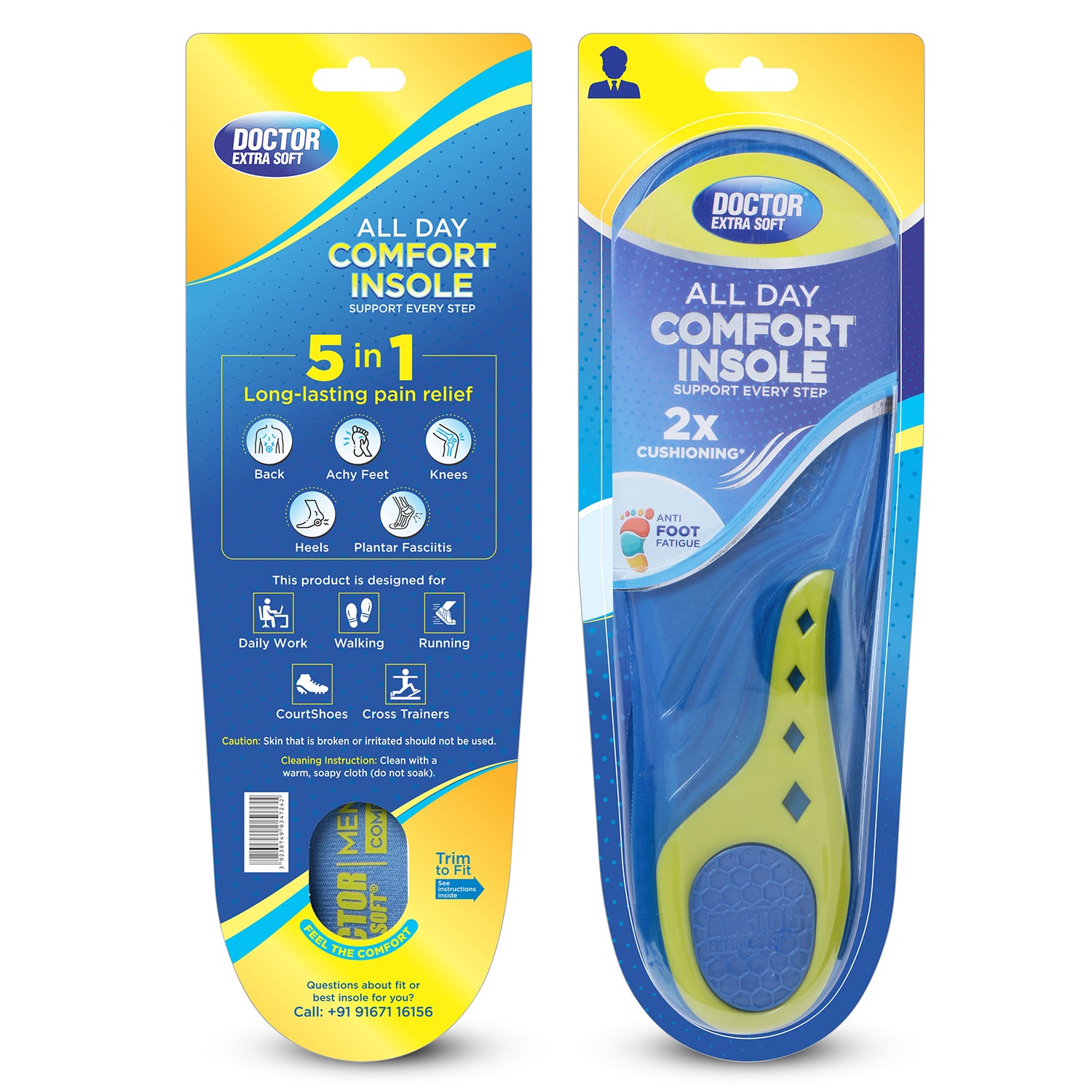 DOCTOR EXTRA SOFT Insole For Shoes For Men and Women, Comfort Energy Massaging Gel Insoles For Pain Relief Orthotics D-951/D-952