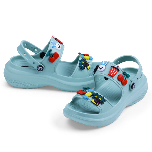 DOCTOR EXTRA SOFT D-552 Women's Classic Charms Cushion Sandals/Clogs with Adjustable Back Strap for Adult| Comfortable & LightWeight | Stylish & Anti-Skid | Waterproof Casual Daily Mules Girls/Ladies