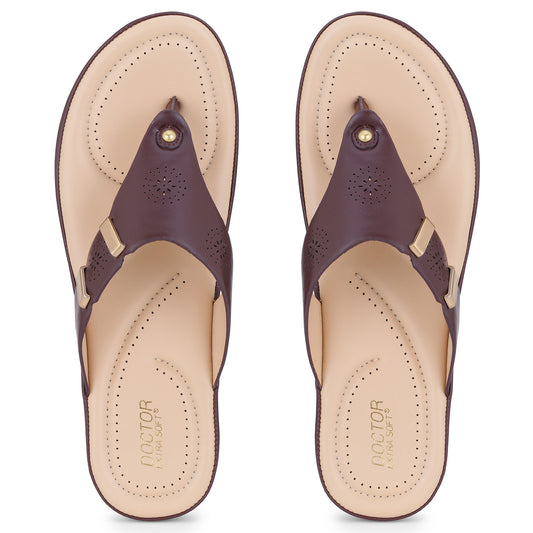 DOCTOR EXTRA SOFT ART-617 Women's Comfortable Memory Foam Thong Doctor Slippers/Flip-Flops| Fashionable Casual & Stylish| Lightweight & Breathable|Outdoor Synthetic Casual Chappals Sandals Ladies/Girls