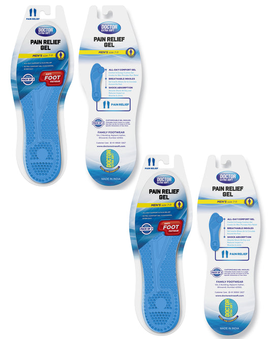 DOCTOR EXTRA SOFT Pain Relief Trimmable Gel Insoles Pack of 2 Pair for Men's Size 7-11| Comfortable & Breathable| Lightweight & Durable| Ideal For Loose Shoes or Replacing Existing Insoles/Inserts