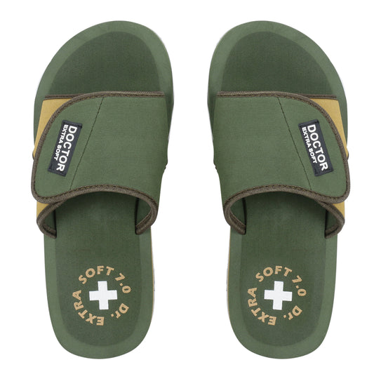 DOCTOR EXTRA SOFT D-51 Men's Velcro Adjustable Straps Super Comfort Dr Sliders Flipflops and House Slippers for Gent's & Boy's