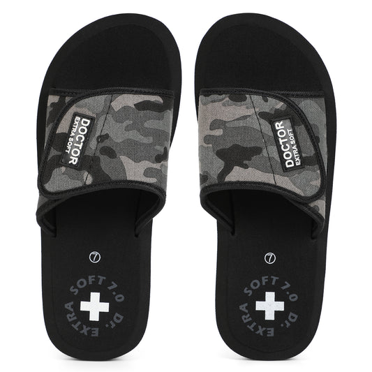 DOCTOR EXTRA SOFT D-53 Camo Ortho Care Adjustable Strap Super Comfort Dr.Sliders Flipflops & Camouflaged House Slippers for Men’s and Boy’s Slides