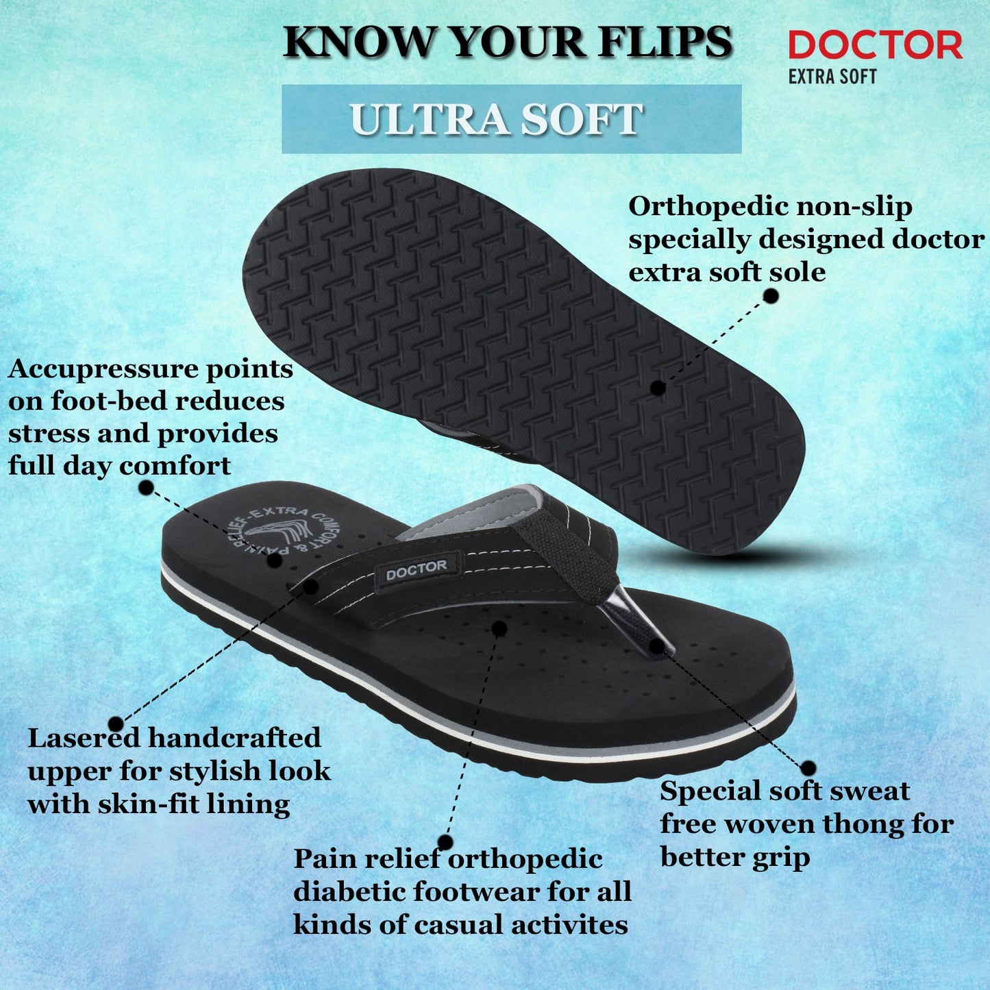 DOCTOR EXTRA SOFT D-28 Slipper Ortho Care Super Comfort Doctor Slipper, Dr. Slipper, Flip-Flop, Slides and House Slipper for Men's-Boys