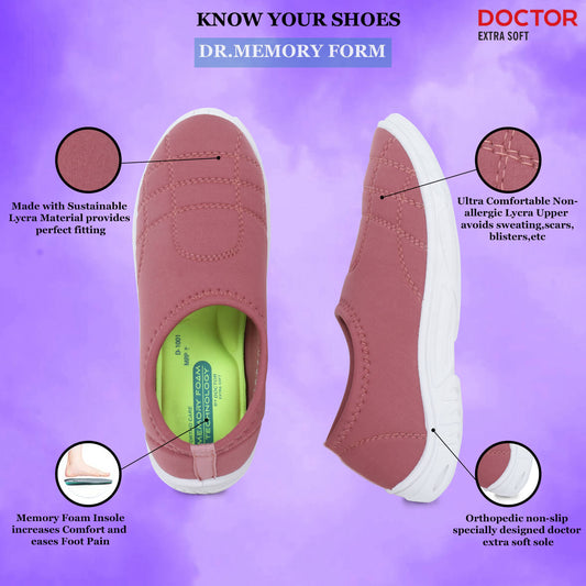 DOCTOR EXTRA SOFT D-1001 Memory Foam Women's Shoes for Walking Gym Training,Casual, Sports,Slip-On, Lightweight Lace up Athletics Slipon Running Sneaker for Ladies and Girls
