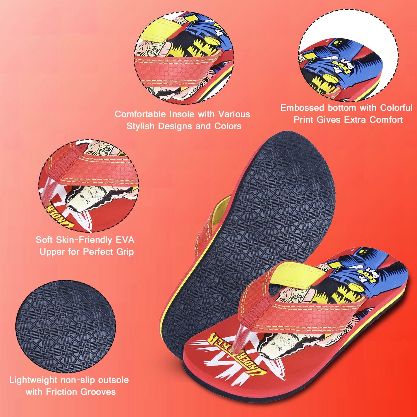 DOCTOR EXTRA SOFT Unisex-Child Kids Flip-Flop (Undertaker Print) Soft Comfortable Indoor & Outdoor Slippers Stylish Non-Slip Slide Home Casual Cool Cartoon Cute House Chappals For Boys & Girls
