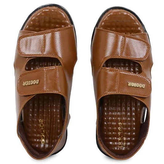 Doctor Extra Soft L-10 Diabetic Comfortable Dr Sole Footwear Latest Black Cushioned Adjustable Strap Sandals for Men's-Gents-Boy's