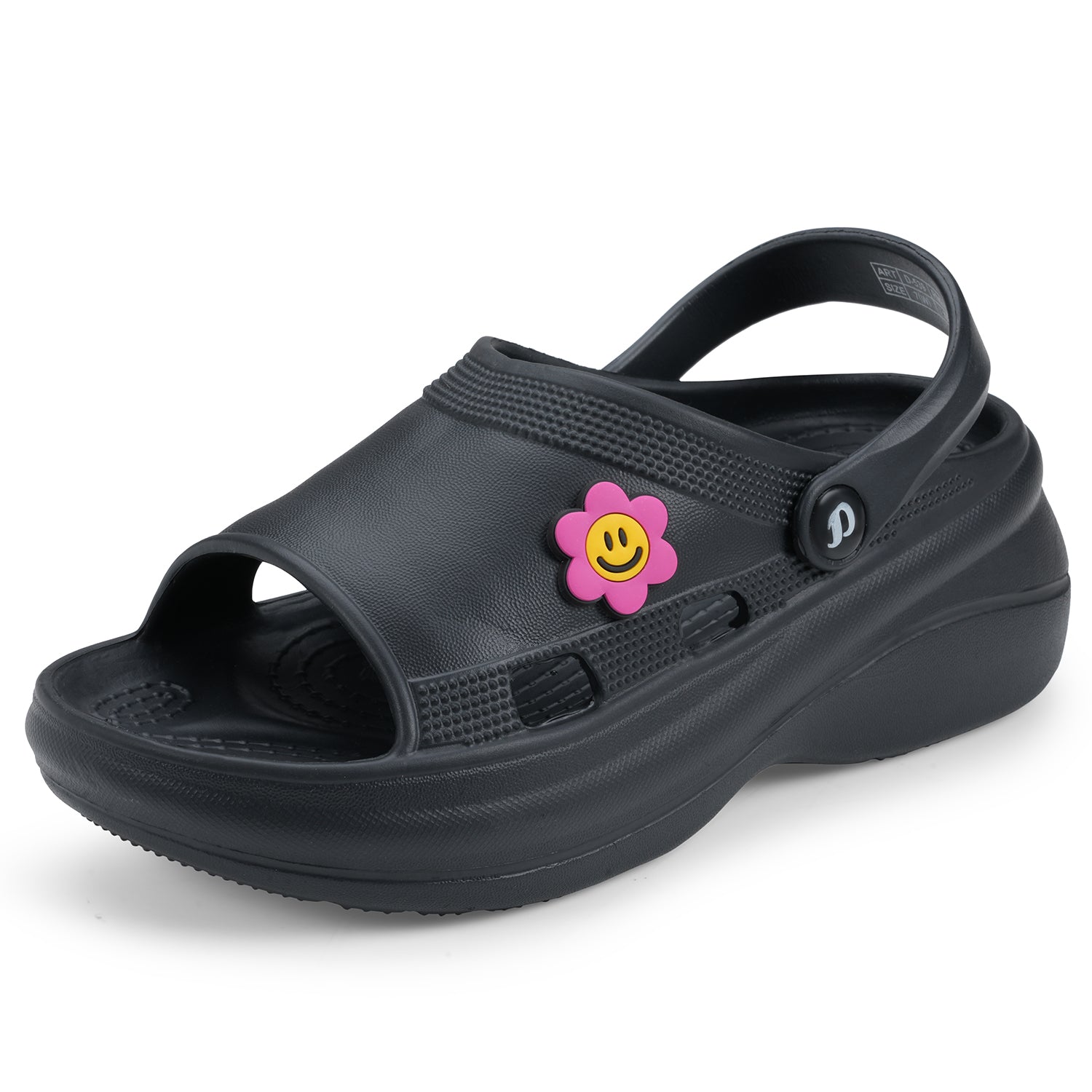 DOCTOR EXTRA SOFT Women's Classic Smiley Charm Clogs/Sandals with Adjustable Back Strap for Adult| Comfortable & Lightweight | Stylish & Anti-Skid| Casual Waterproof Everyday Mules Girls Ladies D-539