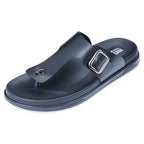 DOCTOR EXTRA SOFT Men's Classic Casual Original Leather Thong Black/Brown Sandals/Chappals with Memory Foam Cushion| Stylish & Non-Slip|Comfortable & Lightweight |Flip flops Slippers Gents & Boys F-12