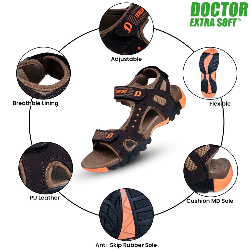 DOCTOR EXTRA SOFT Men's Sandals | Anti-Skid, Lightweight, Cushioned | D-305