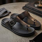 DOCTOR EXTRA SOFT Men's Classic Casual Original Leather Thong Black/Brown Sandals/Chappals with Memory Foam Cushion| Stylish & Non-Slip|Comfortable & Lightweight |Flip flops Slippers Gents & Boys F-12
