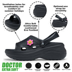 DOCTOR EXTRA SOFT Women's Classic Smiley Charm Clogs/Sandals with Adjustable Back Strap for Adult| Comfortable & Lightweight | Stylish & Anti-Skid| Casual Waterproof Everyday Mules Girls Ladies D-539