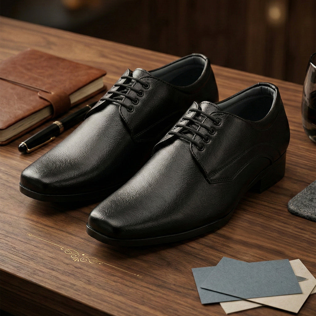 DOCTOR EXTRA SOFT Men’s Black Formal Shoes– Classic Office Business Dress Shoes, Slip On & Lace Up Style, Lightweight Cushioned Sole, Non-Slip Professional Work, Wedding,Party & Casual Footwear D-851