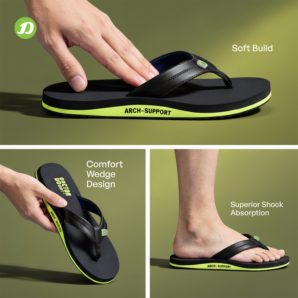DOCTOR EXTRA SOFT Thong Arch Support Ortho Slippers for Mens| Orthopedic Diabetic & Stylish| Lightweight Comfortable & Casual| Cushion Anti-Skid Bedroom Daily Use House Flip-Flops Gents Boys NEW-D-38