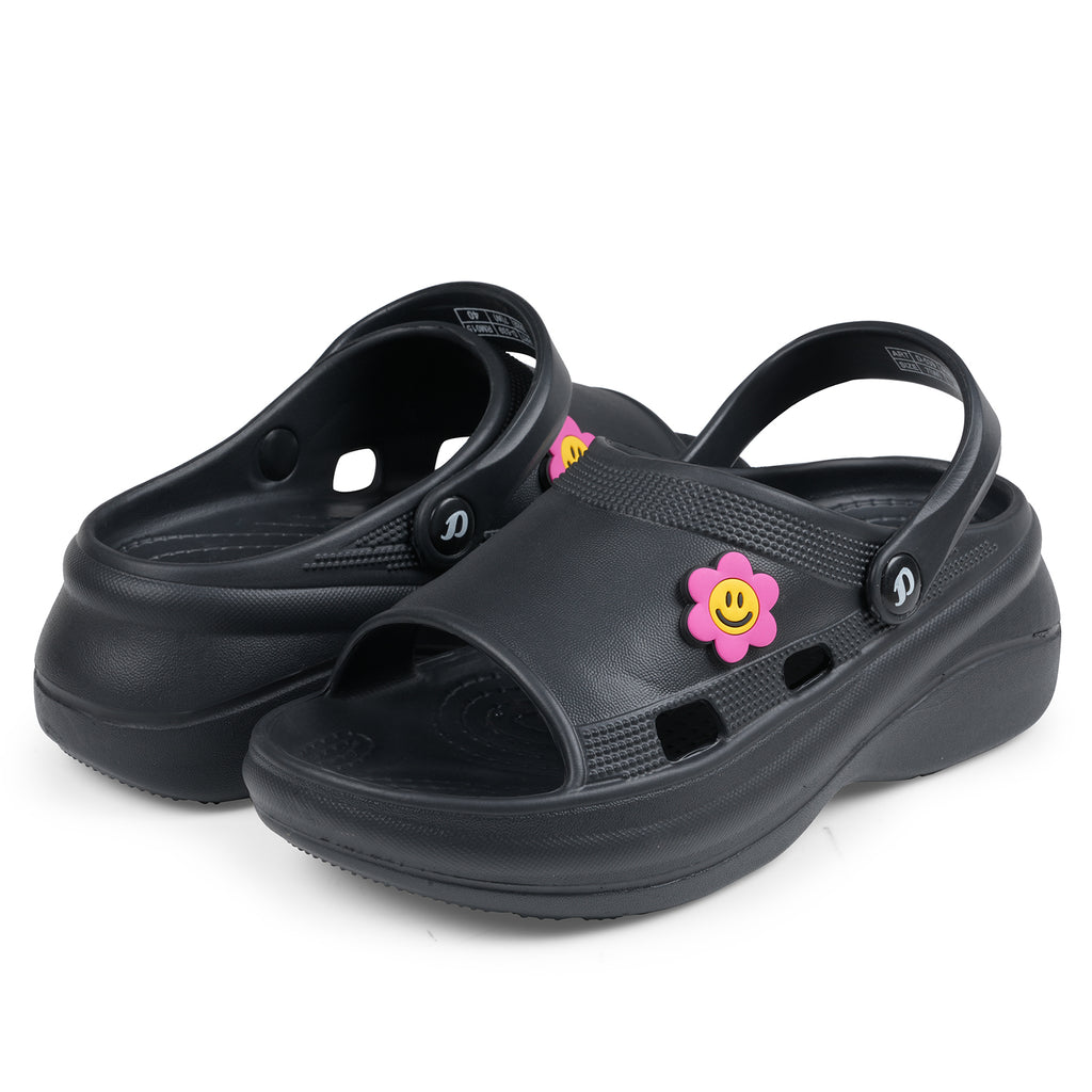 DOCTOR EXTRA SOFT Women's Classic Smiley Charm Clogs/Sandals with Adjustable Back Strap for Adult| Comfortable & Lightweight | Stylish & Anti-Skid| Casual Waterproof Everyday Mules Girls Ladies D-539