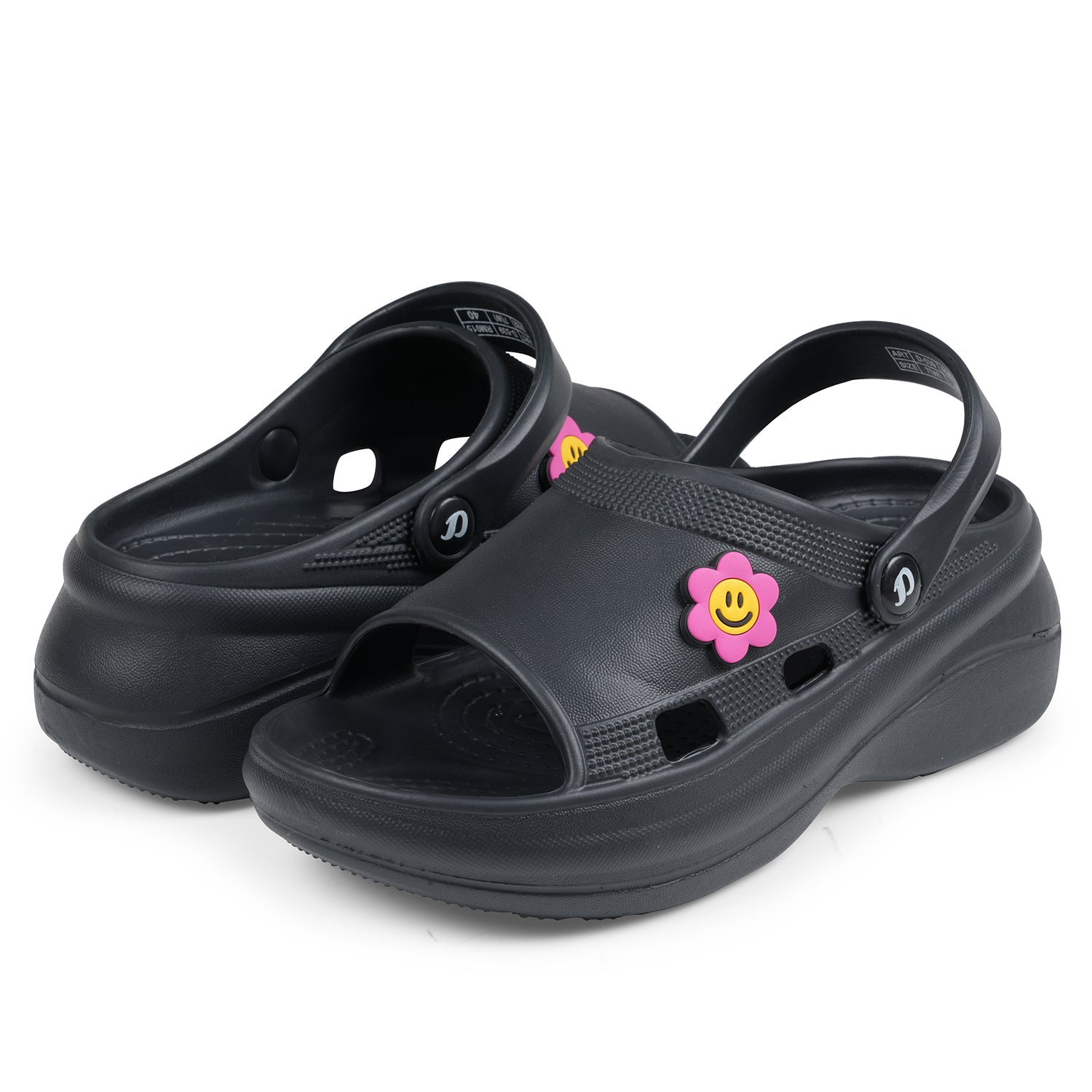 DOCTOR EXTRA SOFT Women's Classic Smiley Charm Clogs/Sandals with Adjustable Back Strap for Adult| Comfortable & Lightweight | Stylish & Anti-Skid| Casual Waterproof Everyday Mules Girls Ladies D-539