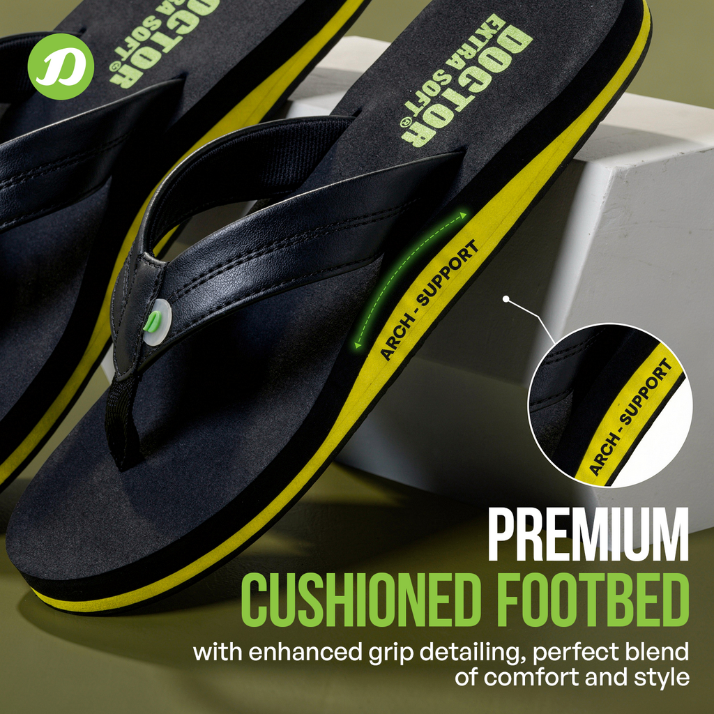 DOCTOR EXTRA SOFT Thong Arch Support Ortho Slippers for Mens| Orthopedic Diabetic & Stylish| Lightweight Comfortable & Casual| Cushion Anti-Skid Bedroom Daily Use House Flip-Flops Gents Boys NEW-D-38