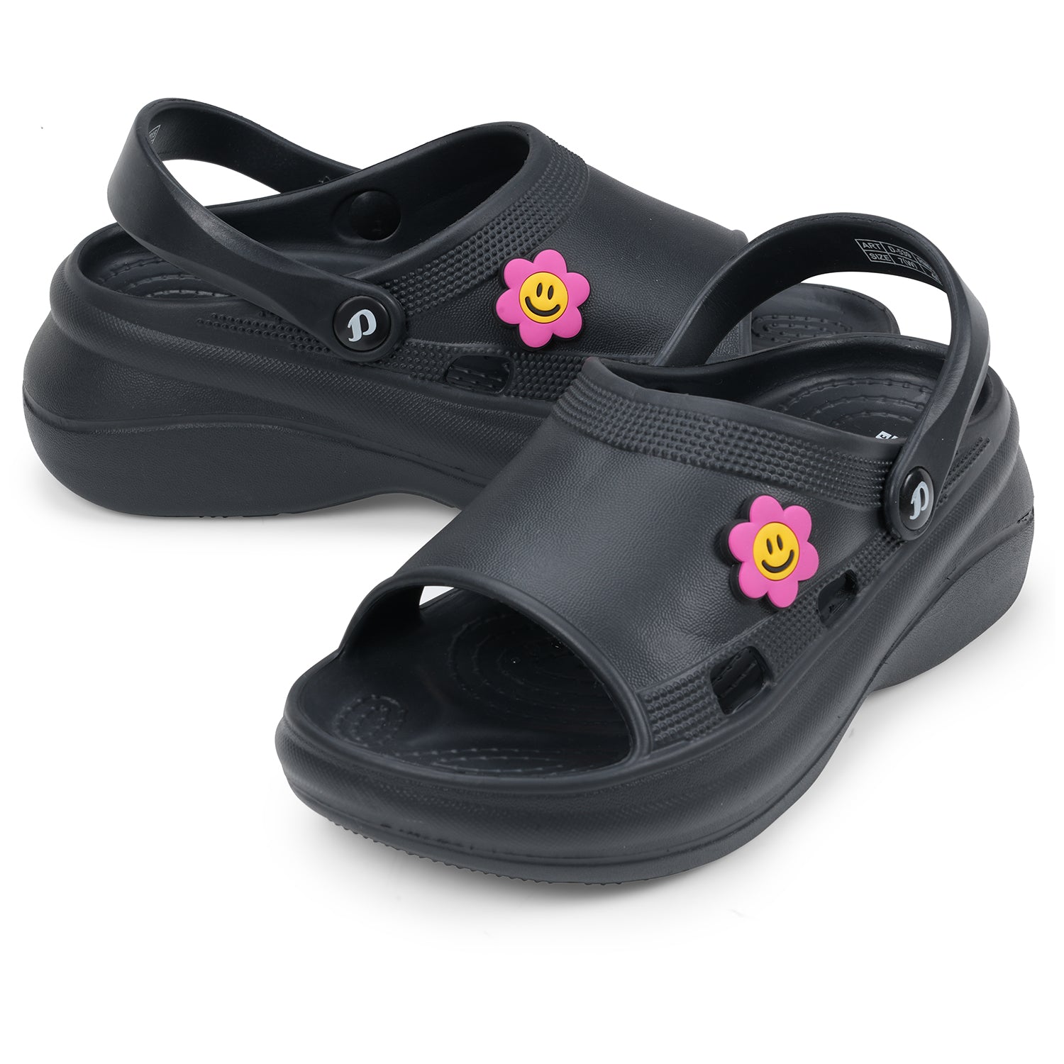 DOCTOR EXTRA SOFT Women's Classic Smiley Charm Clogs/Sandals with Adjustable Back Strap for Adult| Comfortable & Lightweight | Stylish & Anti-Skid| Casual Waterproof Everyday Mules Girls Ladies D-539