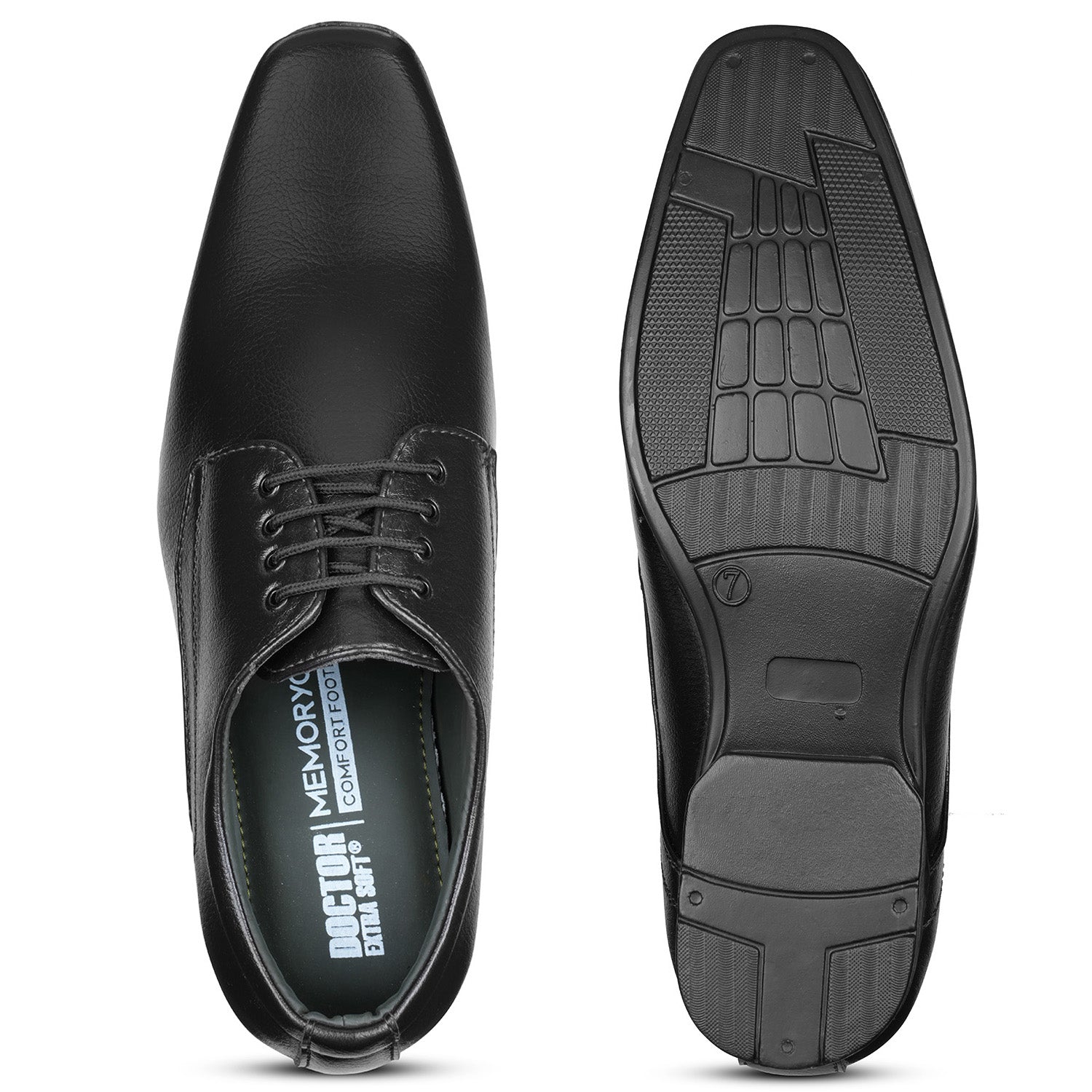 DOCTOR EXTRA SOFT Men’s Black Formal Shoes– Classic Office Business Dress Shoes, Slip On & Lace Up Style, Lightweight Cushioned Sole, Non-Slip Professional Work, Wedding,Party & Casual Footwear D-851