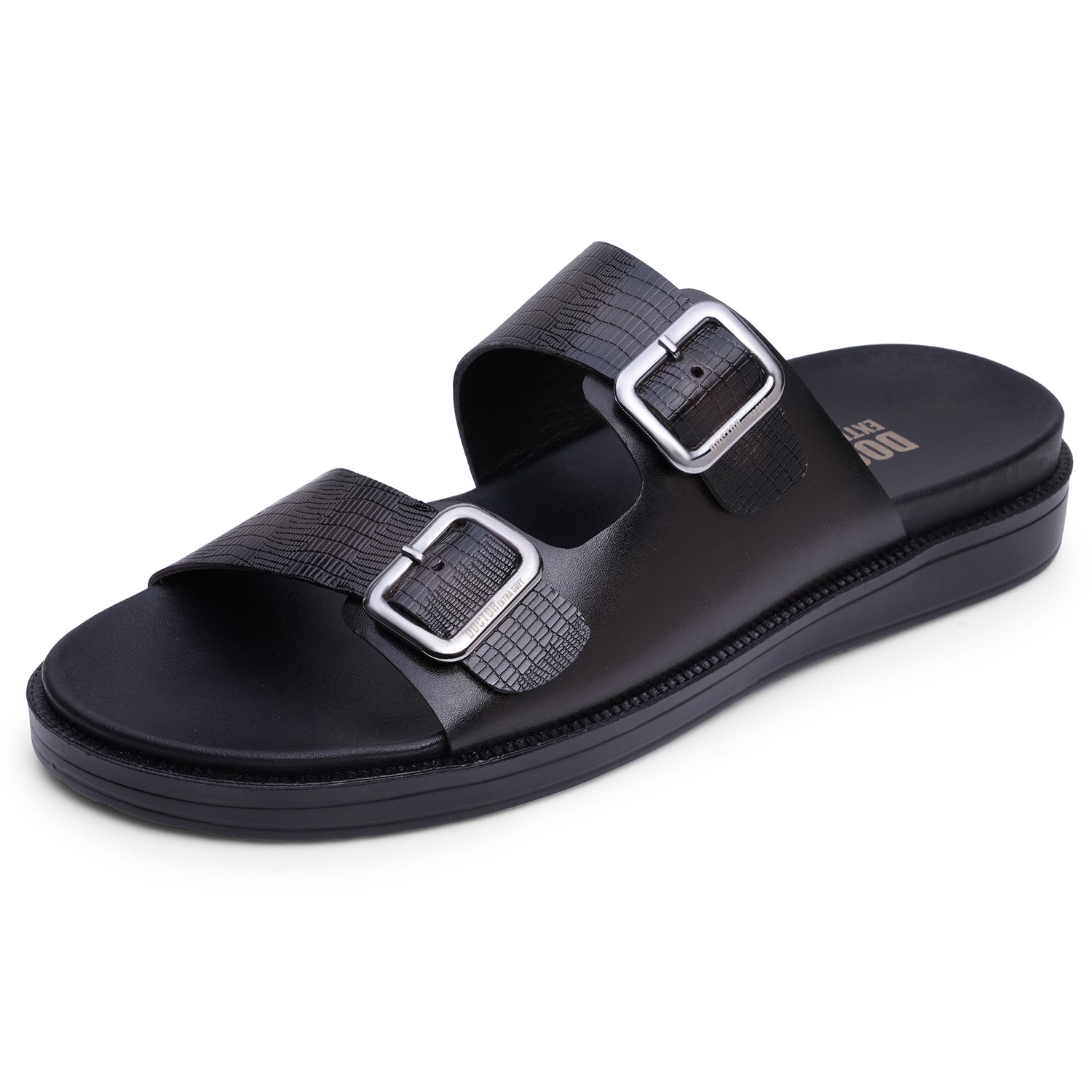 DOCTOR EXTRA SOFT Men's Classic Casual Original Leather Thong Black/Brown Sandals/Chappals with Memory Foam Cushion| Stylish & Non-Slip|Comfortable & Lightweight |Flip flops Slippers Gents & Boys F-7