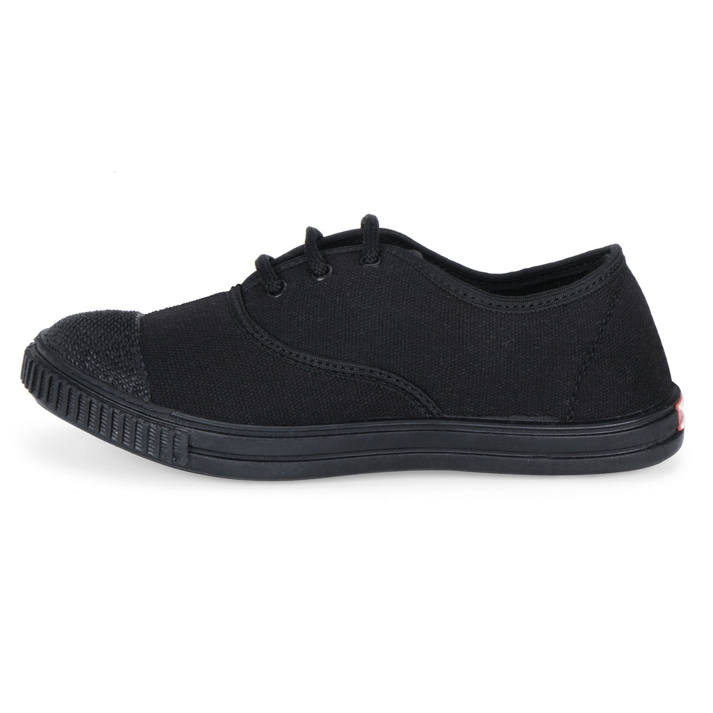 DOCTOR EXTRA SOFT D-3004 Uniform Tennis Canvas School Shoes with Laces Black & White for Boys & Girls | Memory Foam Cushion & Anti-Bacterial Technology| Lightweight | Comfortable| Durable & Anti-Skid