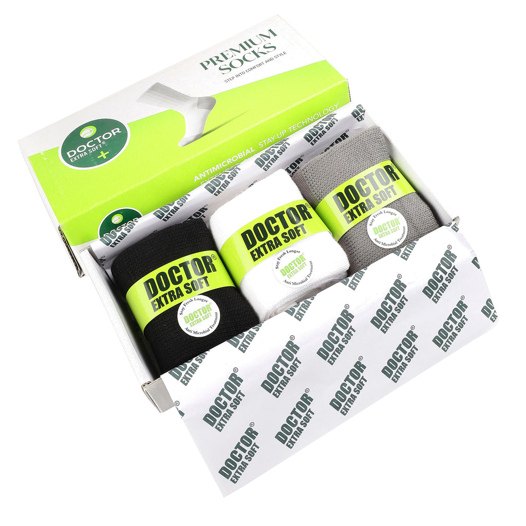 DOCTOR EXTRA SOFT 301 Men's Premium Cushioned Bamboo Ankle Socks| Half Terry, Odour-Free & Breathable| Ideal For Sports, Sneaker, Running, Gym Training, Athletic| Everyday Use Gent's/Boys PACK OF 3 (Free Size)