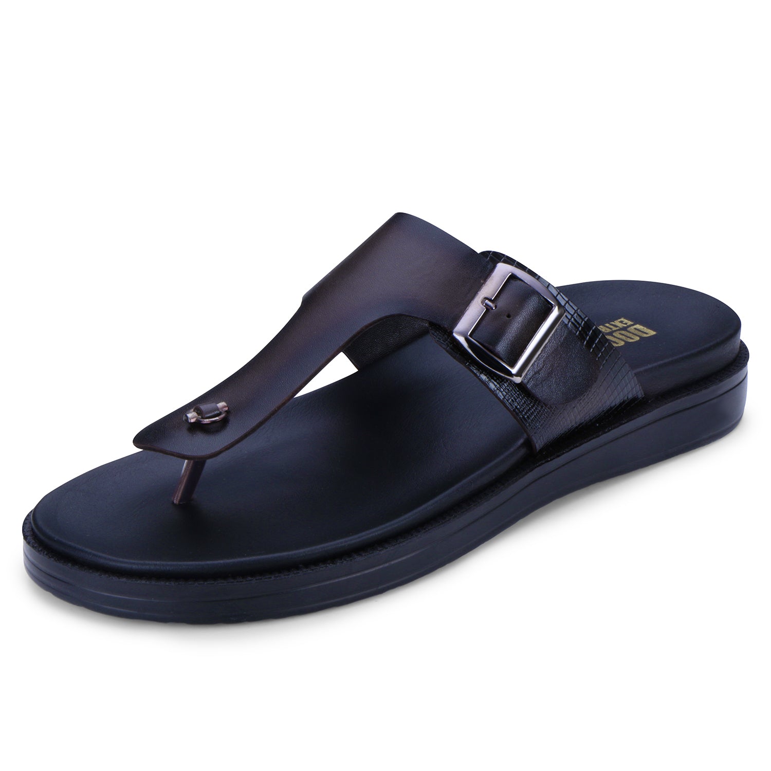OCTOR EXTRA SOFT Men's Classic Casual Original Leather Thong Black/Brown Sandals/Chappals with Memory Foam Cushion| Stylish & Non-Slip|Comfortable & Lightweight |Flip flops Slippers Gents & Boys F-3