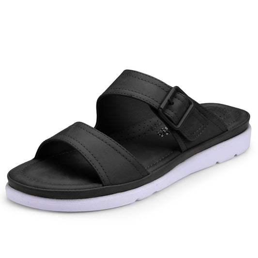 DOCTOR EXTRA SOFT D-631 Womens Flat Memory Foam Slippers/Flip-Flops Fashion Stylish Casual Comfortable Diabetic Orthopedic Lightweight Synthetic Slip-on Sandals with Adjustable Buckle for Girls/Ladies