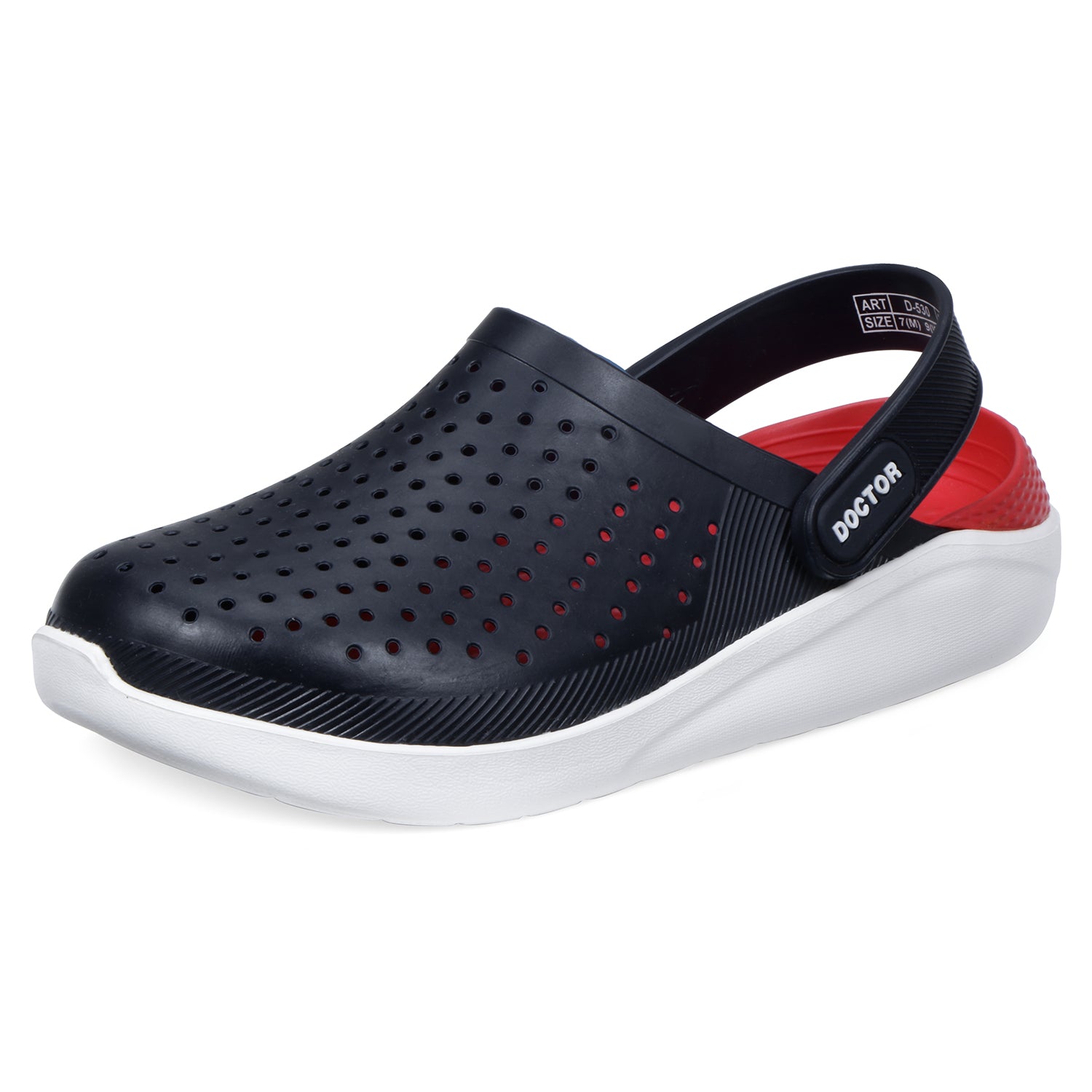 DOCTOR EXTRA SOFT Men Classic Ultra Soft Clogs/Sandals with Adjustable Back Strap | Comfortable & Lightweight| Stylish & Anti-Skid|Indoor & Outdoor Waterproof Casual Mules Gents & D-530, Black, 10 UK