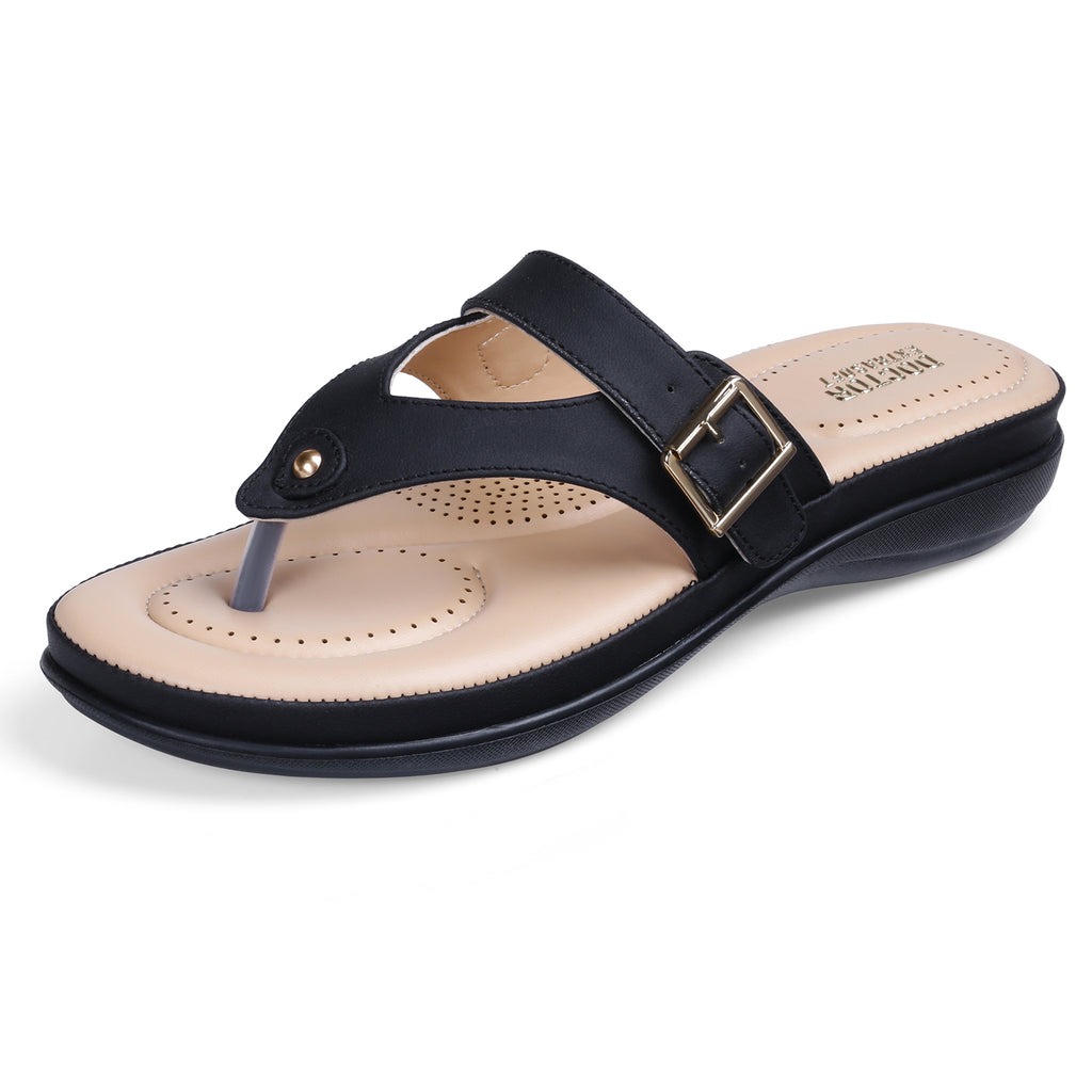OCTOR EXTRA SOFT Women's Flat Comfortable Memory Foam Slippers/Flip-Flops Fashion Stylish Casual Diabetic Orthopedic Lightweight Synthetic Slip-on Sandals with Adjustable Strap for Girls/LadiesD-623