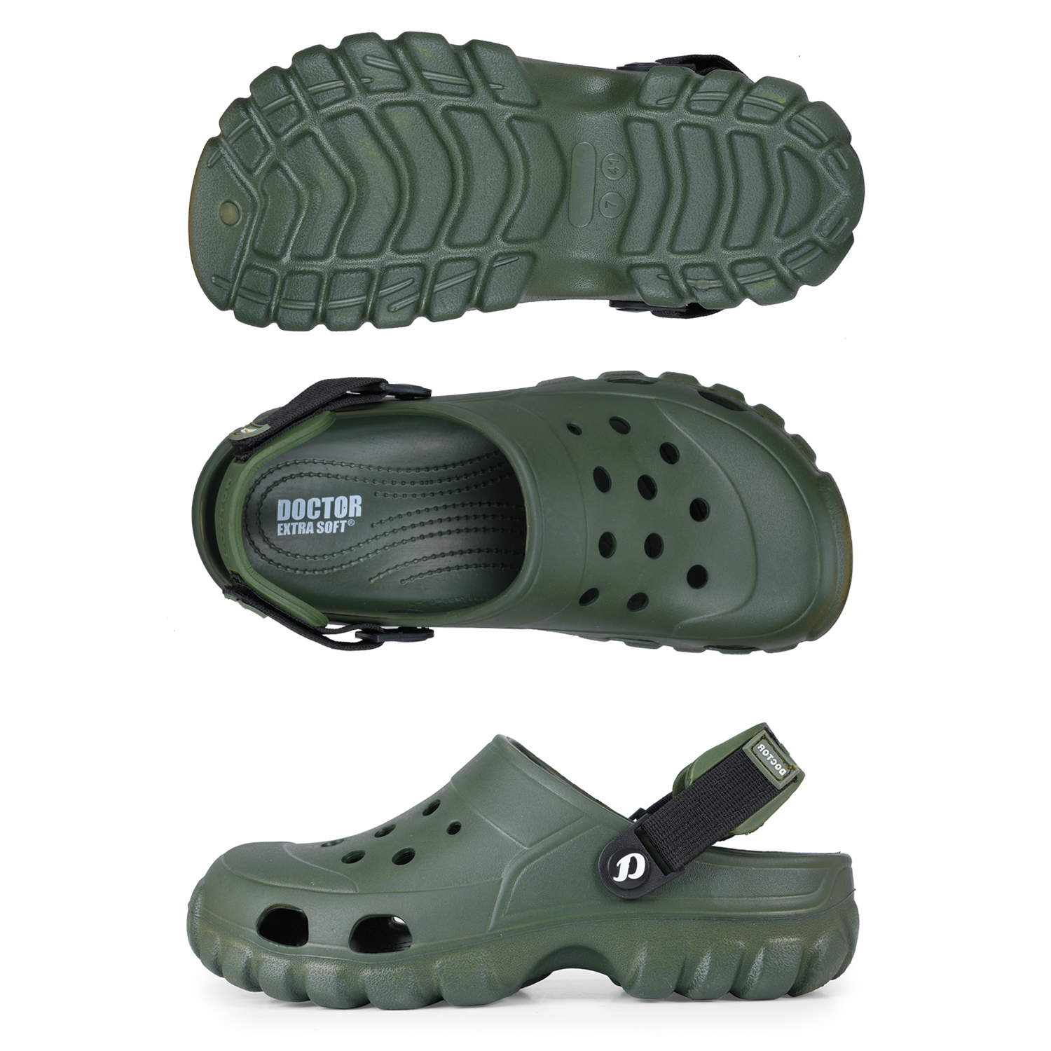DOCTOR EXTRA SOFT Men's Classic Casual Sports Clogs/Sandals with Adjustable Back Strap for Adult | Comfortable & LightWeight| Stylish & Anti-Skid|Waterproof & Everyday Use Mules for Gents & Boys D-546