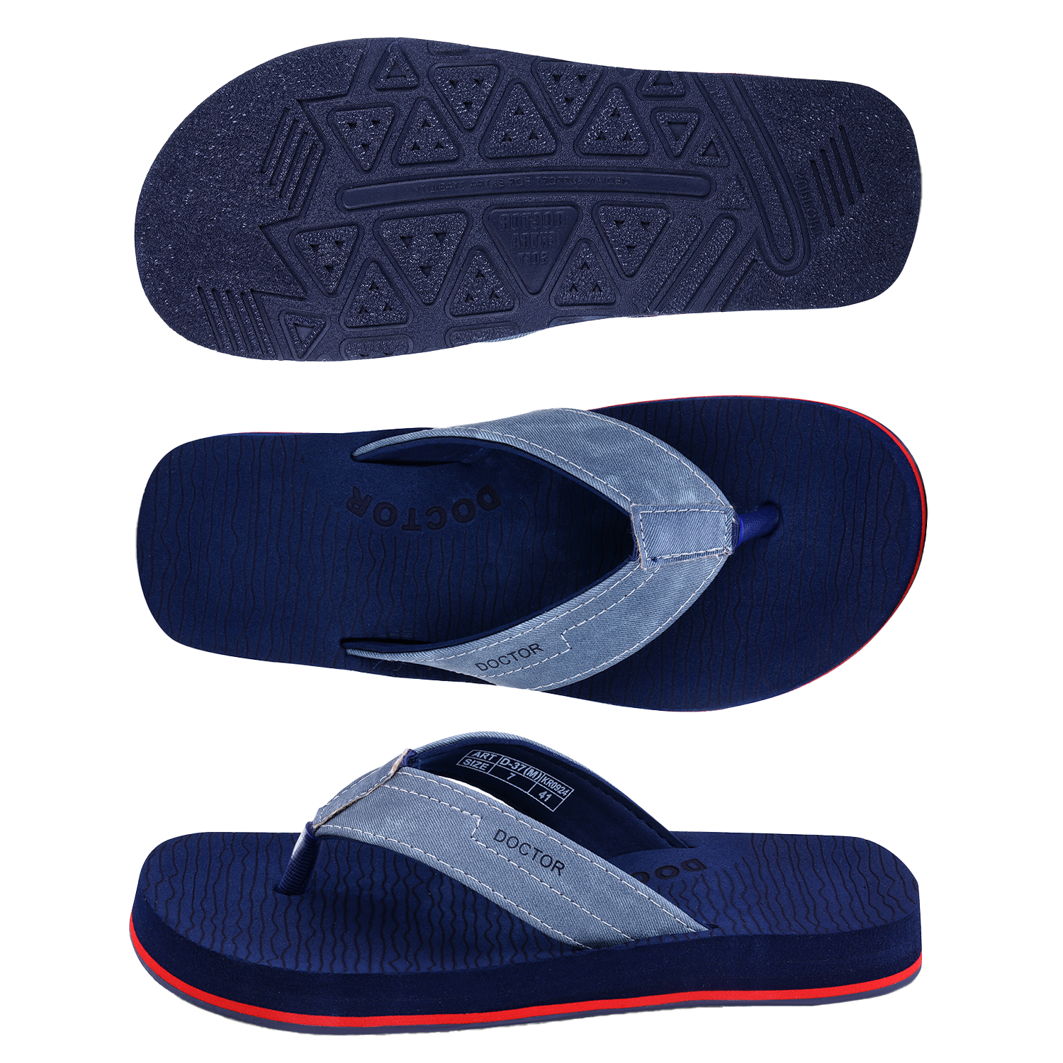 DOCTOR EXTRA SOFT D-37 Men's Flip Flops — Cushion Footbed & Orthopedic