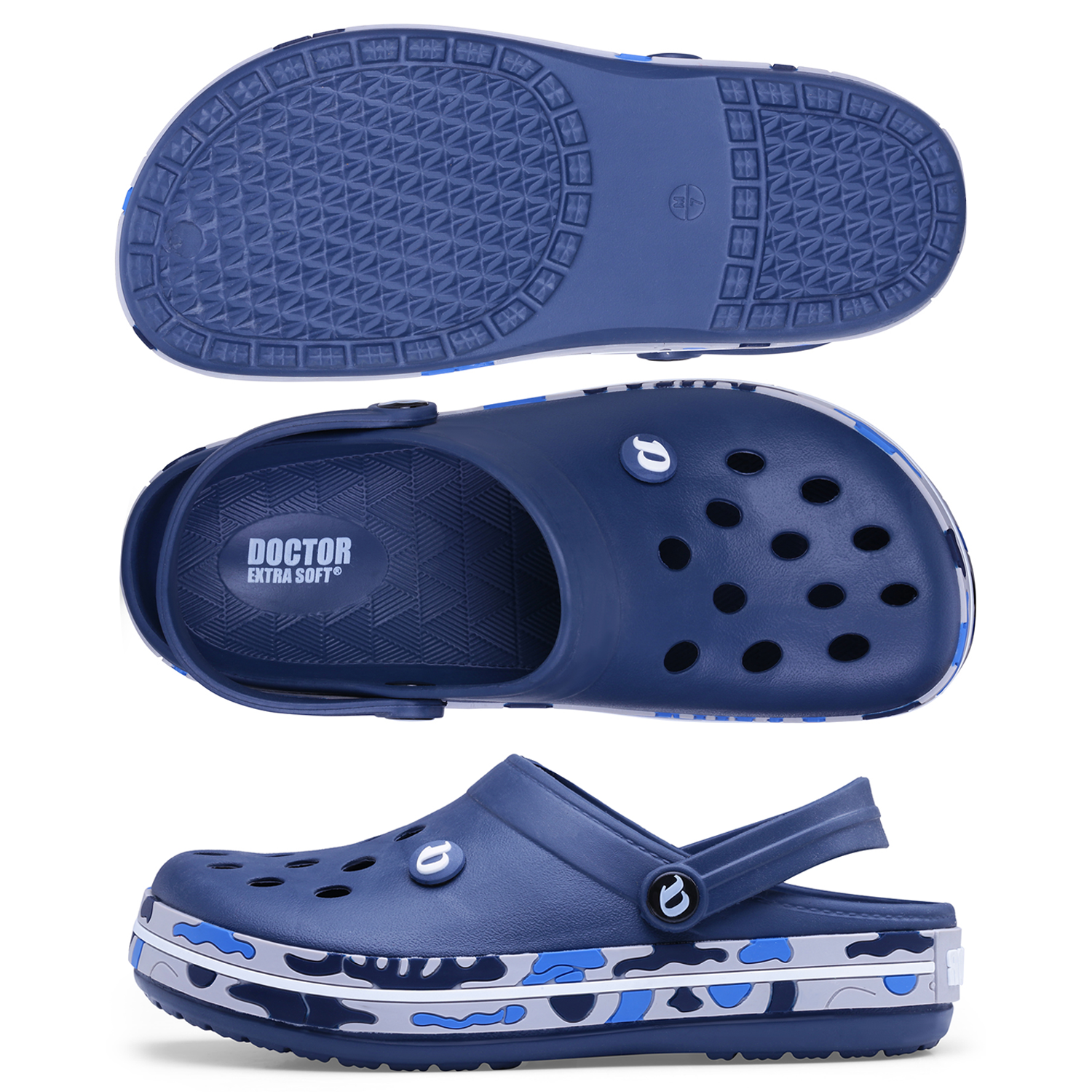 DOCTOR EXTRA SOFT Men's Classic Camouflage Casual Clogs/Sandals With Adjustable Back Strap For Adult|Comfortable & Lightweight|Stylish & Anti-Skid|Waterproof & Everyday Use Mules Gents & Boys D-520