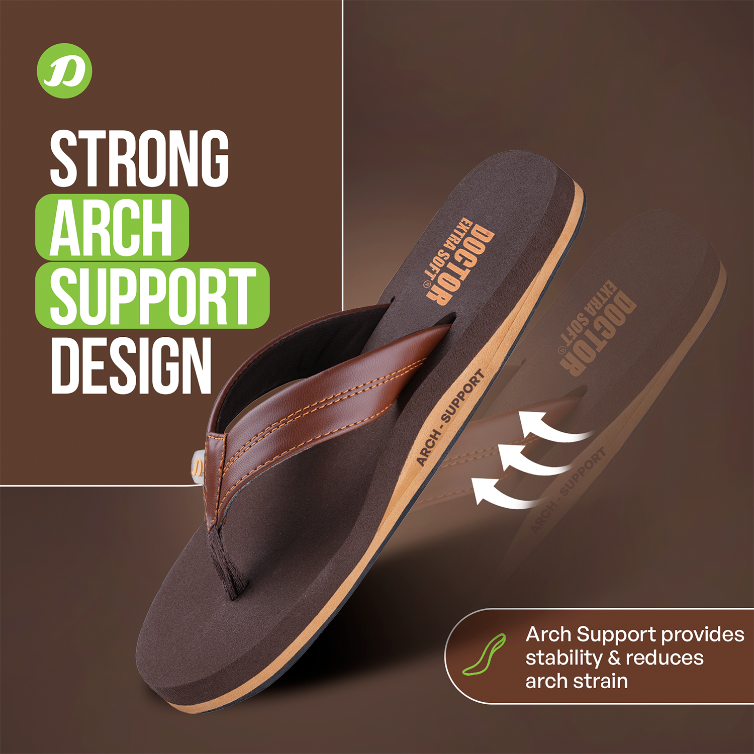 DOCTOR EXTRA SOFT Thong Arch Support Ortho Slippers for Mens| Orthopedic Diabetic & Stylish| Lightweight Comfortable & Casual| Cushion Anti-Skid Bedroom Daily Use House Flip-Flops Gents Boys NEW-D-38