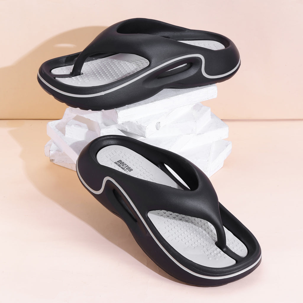 DOCTOR EXTRA SOFT Men's Premium Slippers with Soft Acupressure Foot Massager for Adult | Comfortable & Light Weight| Stylish & Anti-Skid | Casual Waterproof & Everyday Flip Flops for Gents & Boys D-544