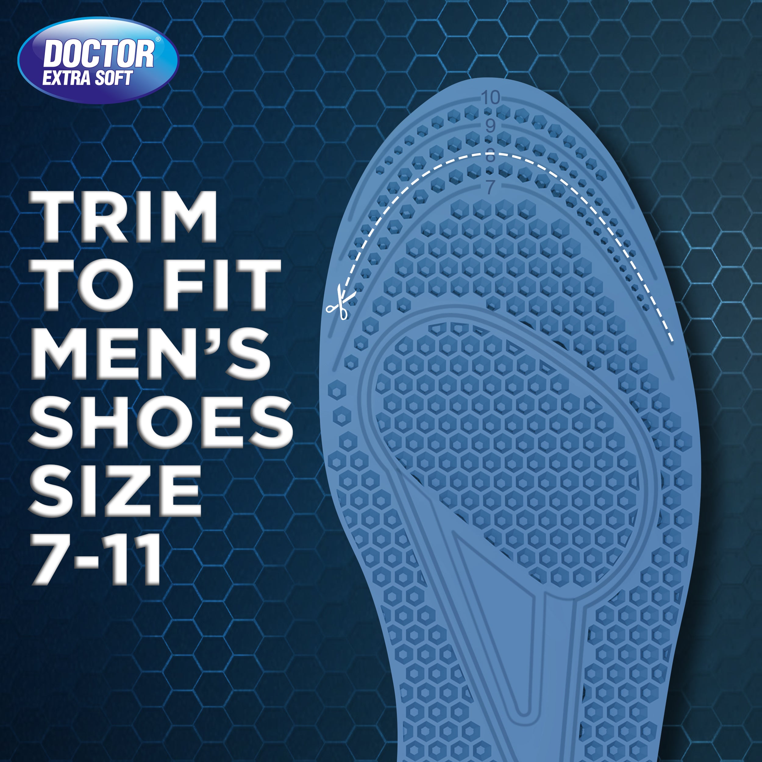 DOCTOR EXTRA SOFT Pain Relief Trimmable Gel Insoles Pack of 2 Pair for Men's Size 7-11| Comfortable & Breathable| Lightweight & Durable| Ideal For Loose Shoes or Replacing Existing Insoles/Inserts