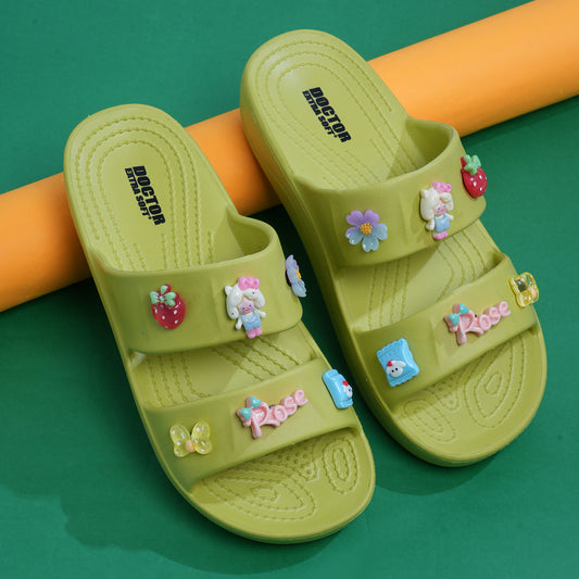 DOCTOR EXTRA SOFT D-540 Women's Classic Charms Cushion Sandals/Clogs| Comfortable & LightWeight | Stylish & Anti-Skid | Waterproof Casual Daily Mules Girls/Ladies