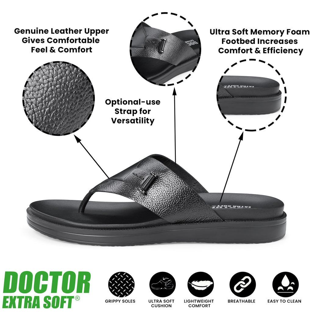 DOCTOR EXTRA SOFT Men's Flip Flops | Memory Foam, Lightweight, Cushioned | F-2
