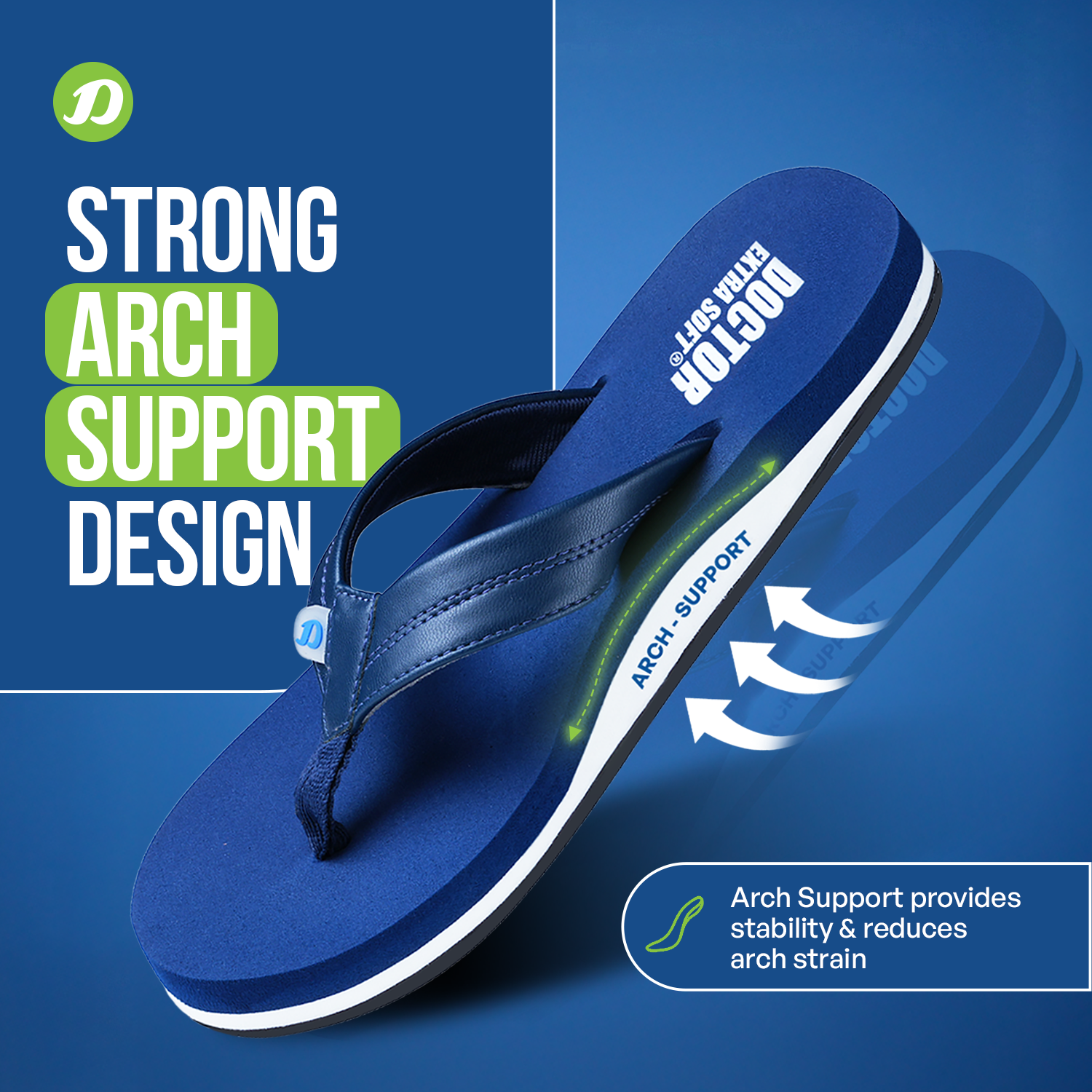 DOCTOR EXTRA SOFT Thong Arch Support Ortho Slippers for Mens| Orthopedic Diabetic & Stylish| Lightweight Comfortable & Casual| Cushion Anti-Skid Bedroom Daily Use House Flip-Flops Gents Boys NEW-D-38