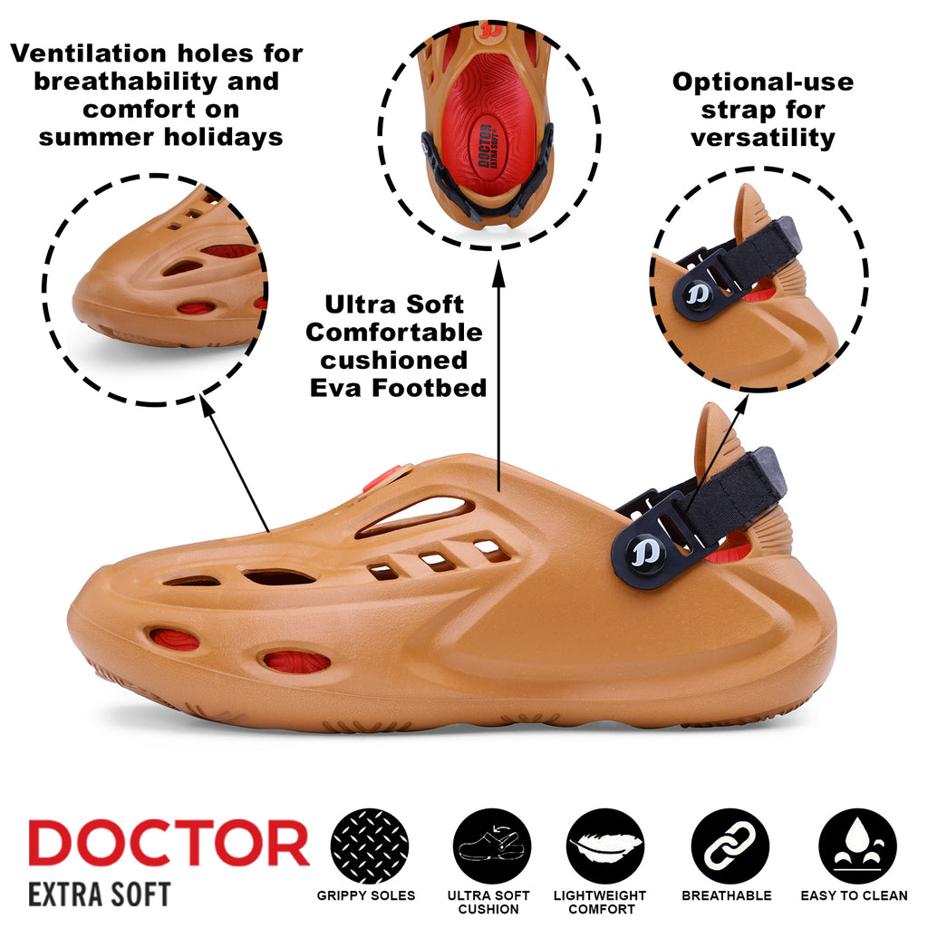 DOCTOR EXTRA SOFT D-531 Men's Sports Extra Padding Casual Clogs/Sandals with Adjustable Back Strap for Adult| Comfortable & Lightweight| Stylish & Anti-Skid| Everyday Use Waterproof Mules Gents/Boys