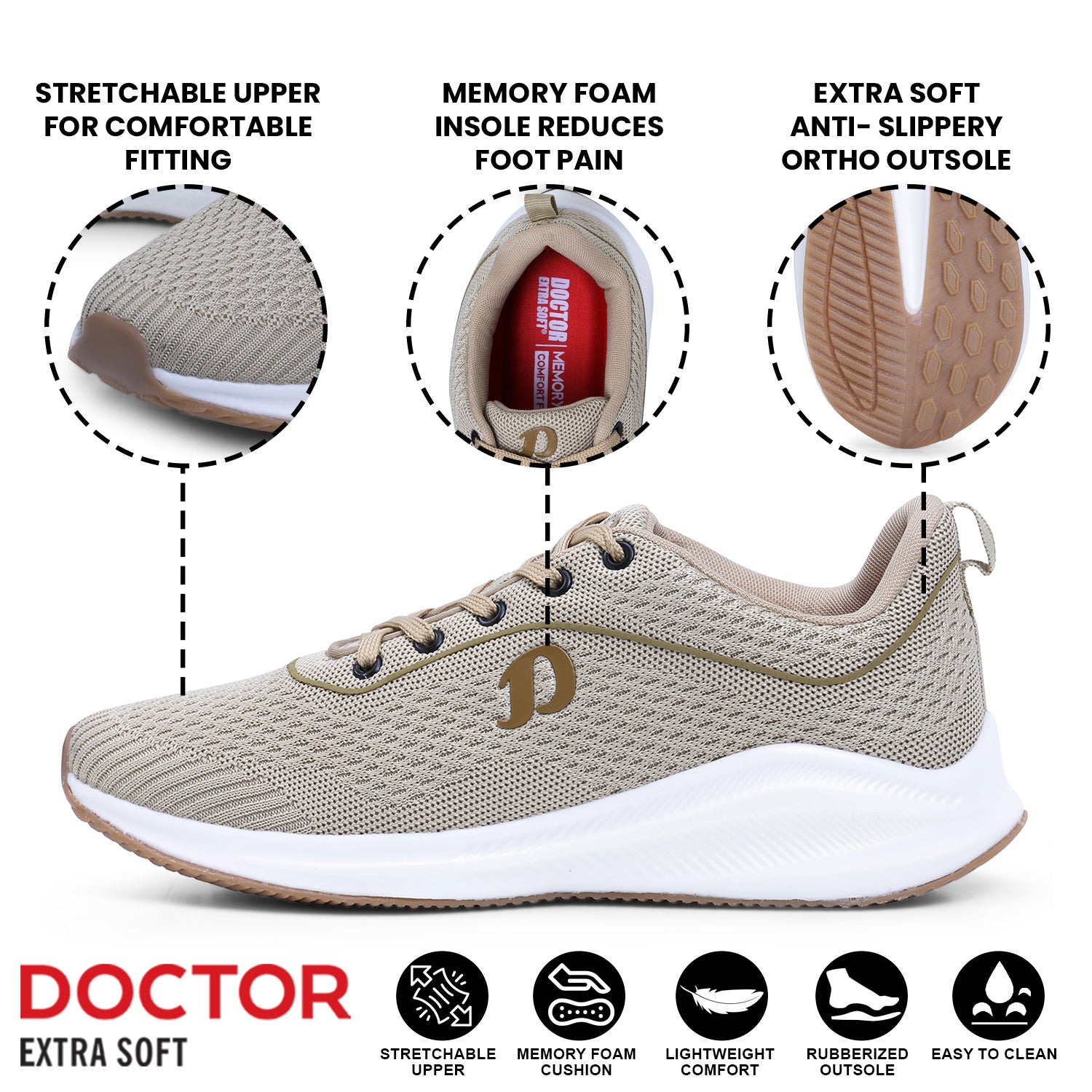 DOCTOR EXTRA SOFT D-2009 Mens Running Shoe with Memory Foam Insole & Ultrasoft Outsole|Sports,Gym,Training,Walking,Jogging,Casual,Athletics|Lightweight & Comfortable|Slipon Sneaker Lace-Up Gents Boys