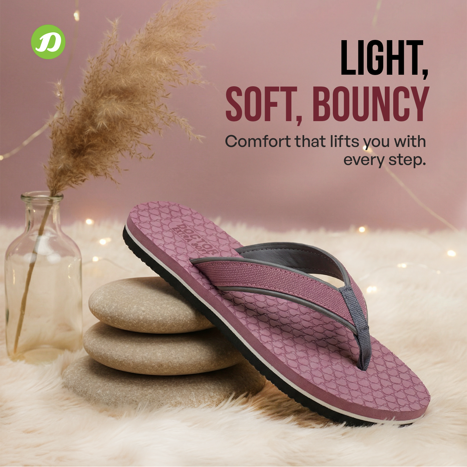 DOCTOR EXTRA SOFT D-03 Women's Slider Slippers — Bounce-Back Foam & Orthopedic