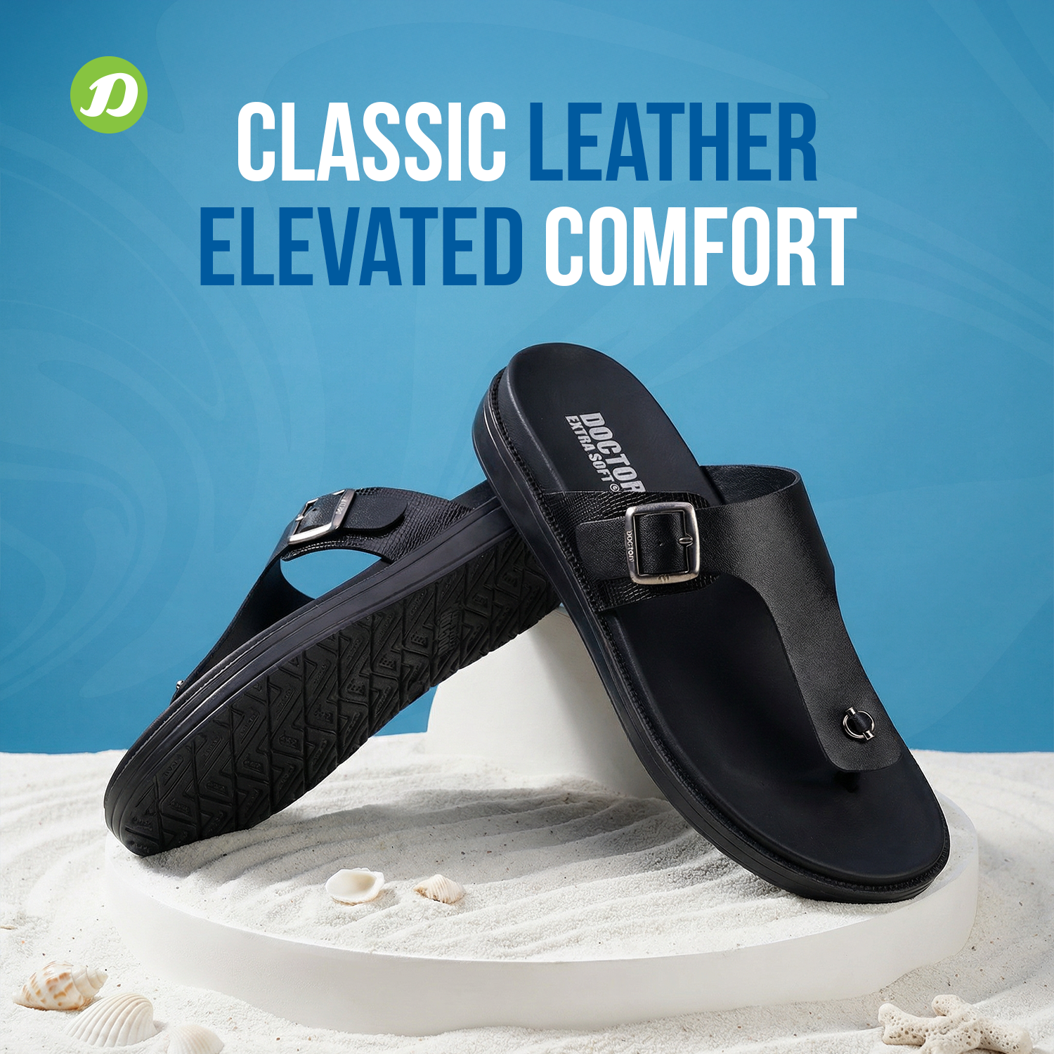 OCTOR EXTRA SOFT Men's Classic Casual Original Leather Thong Black/Brown Sandals/Chappals with Memory Foam Cushion| Stylish & Non-Slip|Comfortable & Lightweight |Flip flops Slippers Gents & Boys F-3