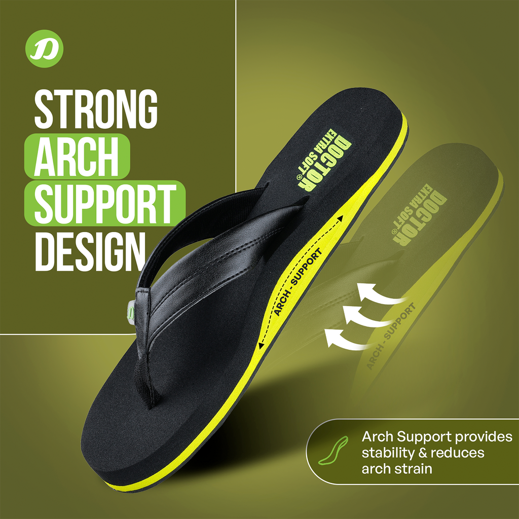 DOCTOR EXTRA SOFT Thong Arch Support Ortho Slippers for Mens| Orthopedic Diabetic & Stylish| Lightweight Comfortable & Casual| Cushion Anti-Skid Bedroom Daily Use House Flip-Flops Gents Boys NEW-D-38