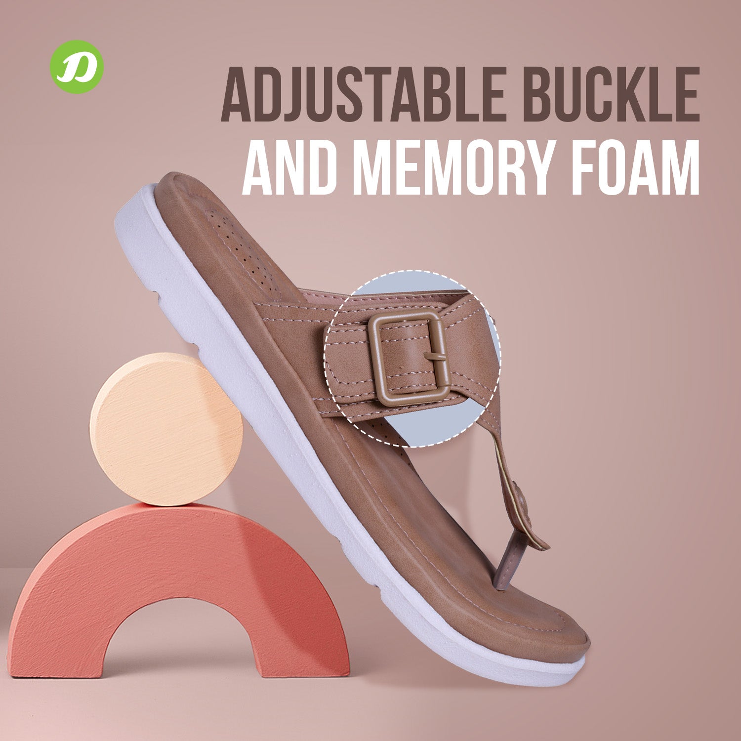 DOCTOR EXTRA SOFT Womens Flat Memory Foam Slippers/Flip-Flops Fashion Stylish Casual Comfortable Diabetic Orthopedic Lightweight Synthetic Slip-On Sandals With Adjustable Buckle For Girls D-630
