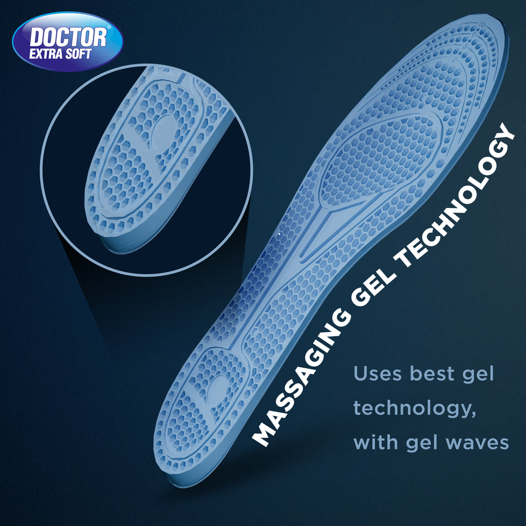 DOCTOR EXTRA SOFT Pain Relief Trimmable Gel Insoles Pack of 2 Pair for Men's Size 7-11| Comfortable & Breathable| Lightweight & Durable| Ideal For Loose Shoes or Replacing Existing Insoles/Inserts