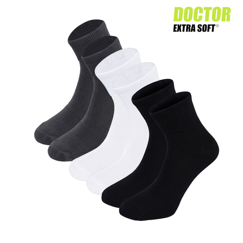 DOCTOR EXTRA SOFT 301 Men's Premium Cushioned Bamboo Ankle Socks| Half Terry, Odour-Free & Breathable| Ideal For Sports, Sneaker, Running, Gym Training, Athletic| Everyday Use Gent's/Boys PACK OF 3 (Free Size)