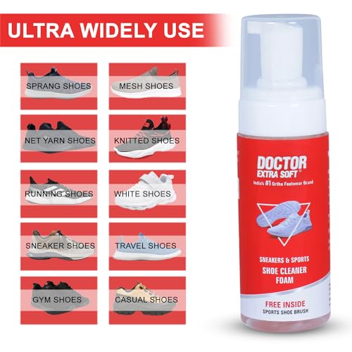DOCTOR EXTRA SOFT Sports & Sneaker Care Kit |150 ml Shoe Foam Cleaner with Free Brush Quickly Remove Dirt & Stains Shoes Like White/Canvas/Tennis/Trainers/Nubuck/Suede/Loafers