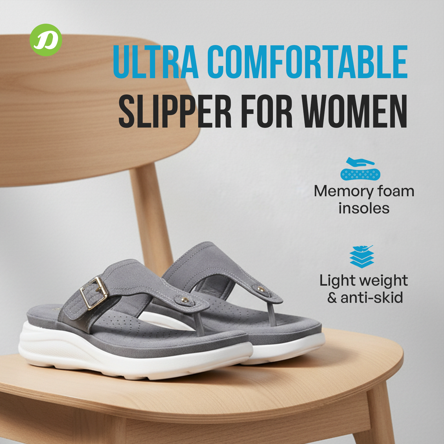DOCTOR EXTRA SOFT Women's Ultra Lightweight Slippers/Flip-Flops with Memory Foam Cushion | Stylish & Comfortable | Casual & Fashion| Diabetic & Orthopedic Synthetic Slip-on Sandals Ladies/Girls D-621