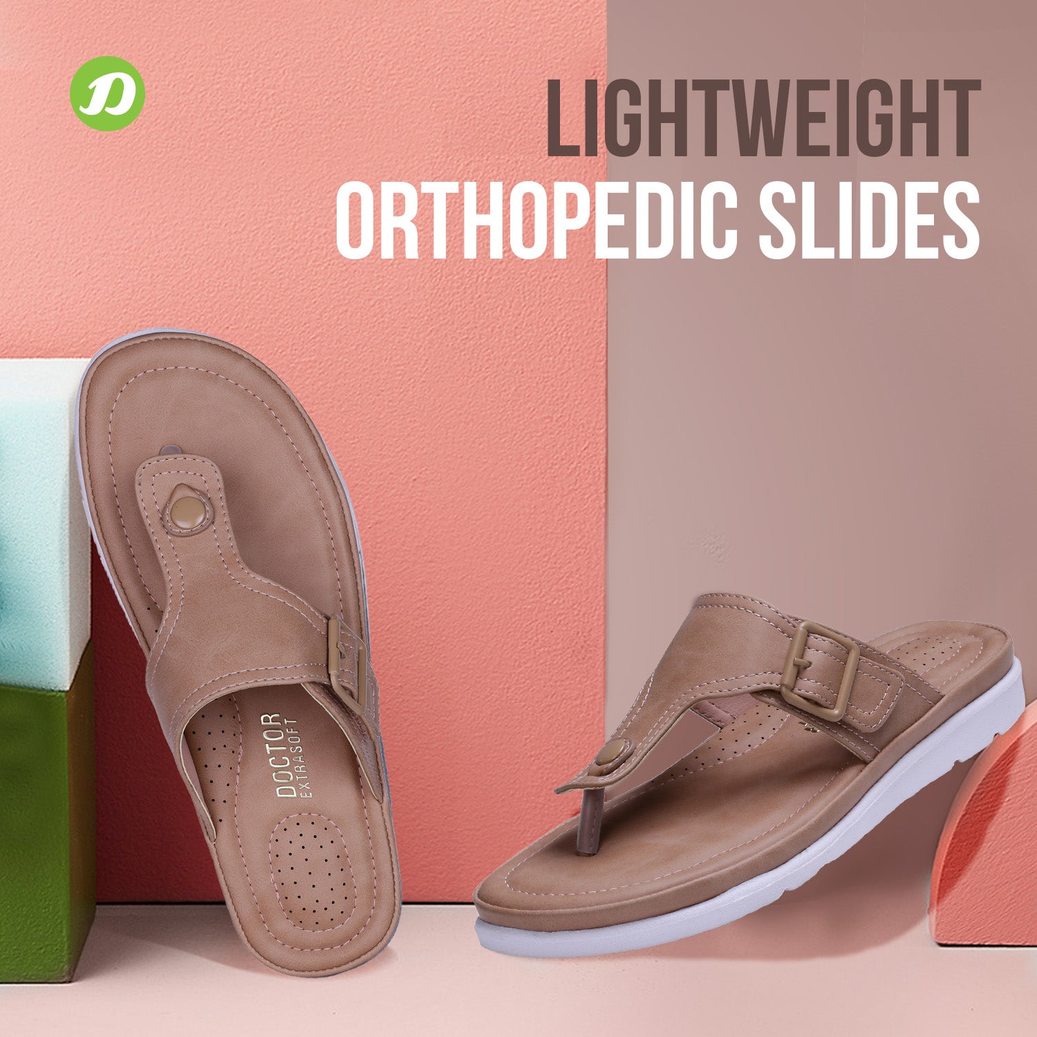 DOCTOR EXTRA SOFT Womens Flat Memory Foam Slippers/Flip-Flops Fashion Stylish Casual Comfortable Diabetic Orthopedic Lightweight Synthetic Slip-On Sandals With Adjustable Buckle For Girls D-630