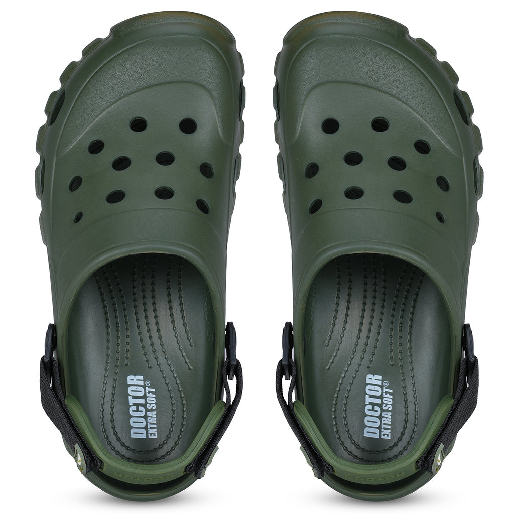 DOCTOR EXTRA SOFT D-546 Men's Classic Casual Sports Clogs/Sandals with Adjustable Back Strap for Adult | Comfortable & LightWeight| Stylish & Anti-Skid|Waterproof & Everyday Use Mules for Gents & Boys